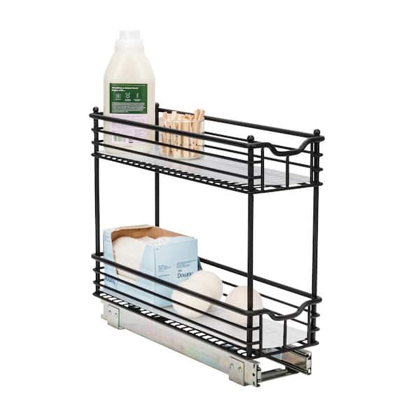 HOUSEHOLD ESSENTIALS 7 in. W 2-Tier Metal Organizer in Matte Black