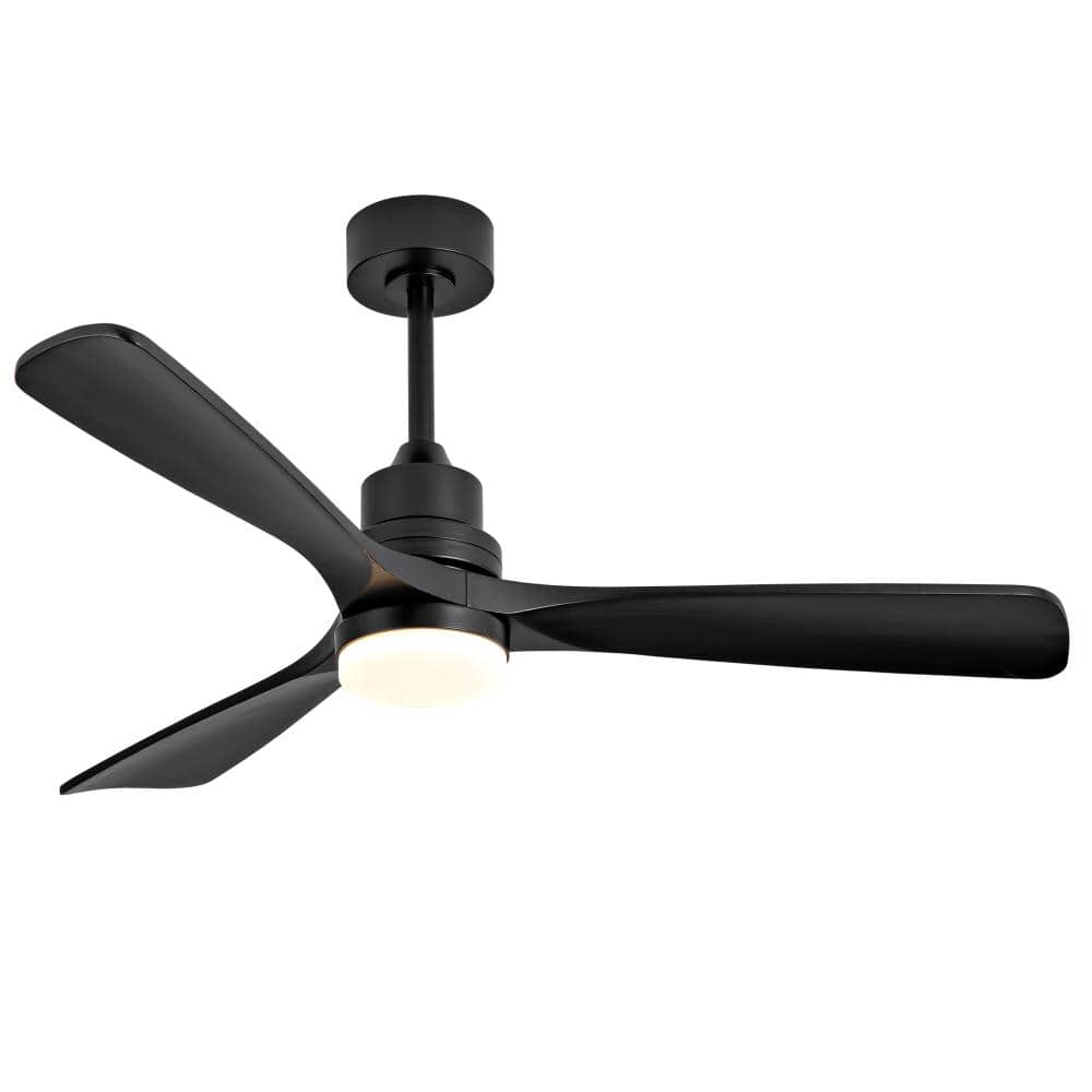 52 in. LED Indoor Black Ceiling Fan with Light Kit, Downrod, Solid Wood Fan Blade price history on PriceWatchPro