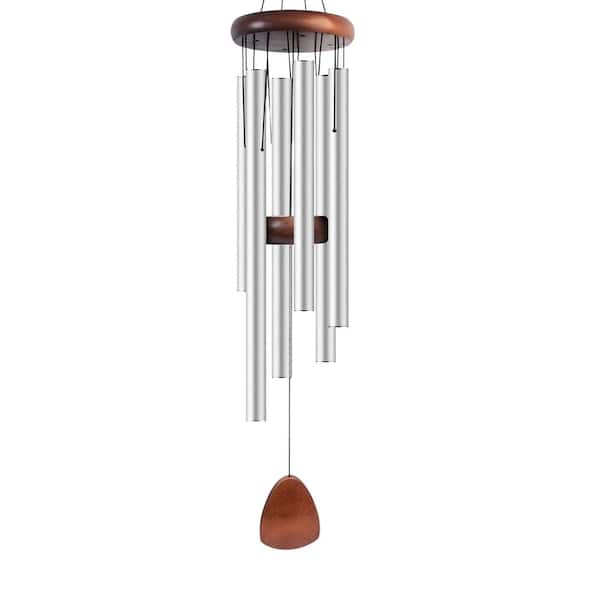 37 Inches Silver Classic Wind Chimes with Wind Catcher