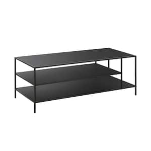 Winthrop 46 in. Blackened Bronze Large Rectangle Metal Coffee Table with Shelf