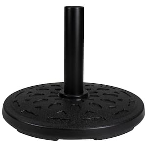 21 lbs. Flat Round Resin Stand for Patio Umbrella Base Black