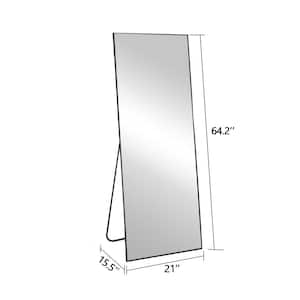 64.2 in. W x 21 in. H Right-angled Black Framed Aluminum Bathroom Vanity Mirror in Silver