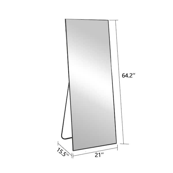 64.2 in. W x 21 in. H Right-angled Black Framed Aluminum Bathroom Vanity Mirror in Silver