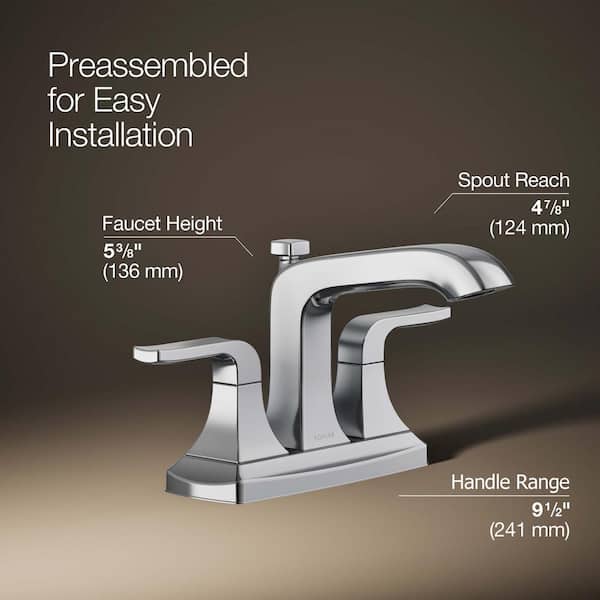 KOHLER Rubicon 4 in. Centerset 2-Handle Bathroom Faucet in