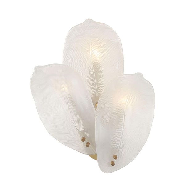 Orchid 3-Light Legacy Brass Wall Sconce with Handmade White Glass Shades