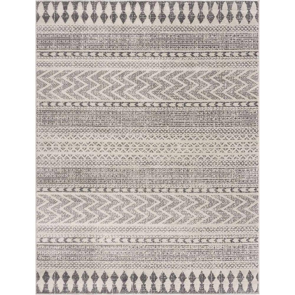 HAUTELOOM Tlacopan Grey Ivory 6 ft. X 9 ft. Geometric Moroccan