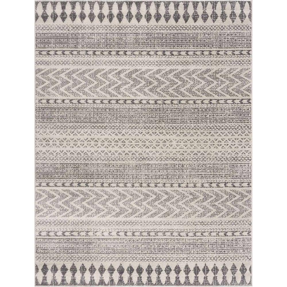HAUTELOOM Tigris Collection 7 ft. X 9 ft. Ivory, Gray, Off