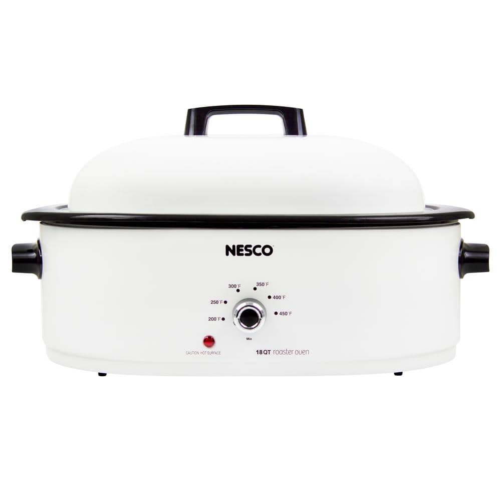 Nesco 18 qt. White Roaster Oven with Porcelain Cookwell