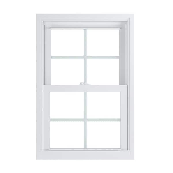 American Craftsman 23.75 in. x 35.25 in. 70 Pro Series Low-E Argon Glass Double Hung White Vinyl Replacement Window with Grids, Screen Incl