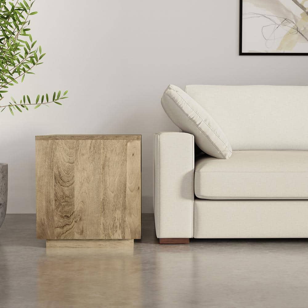 Lockhart Natural Mango Wood Square Side Table, 20 inch
