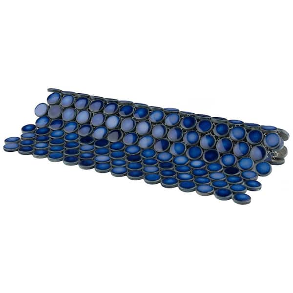 Merola Tile Hudson Penny Round Glossy Sapphire 12 in. x 12-5 Merola Tile Hudson Penny Round Glossy Sapphire 12 in. x 12-5