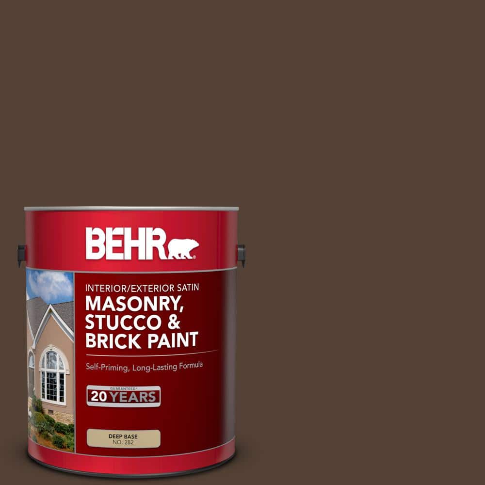 BEHR 1 gal. #PPF-51 Dark Walnut Satin Interior/Exterior Masonry, Stucco and  Brick Paint 28201 - The Home Depot
