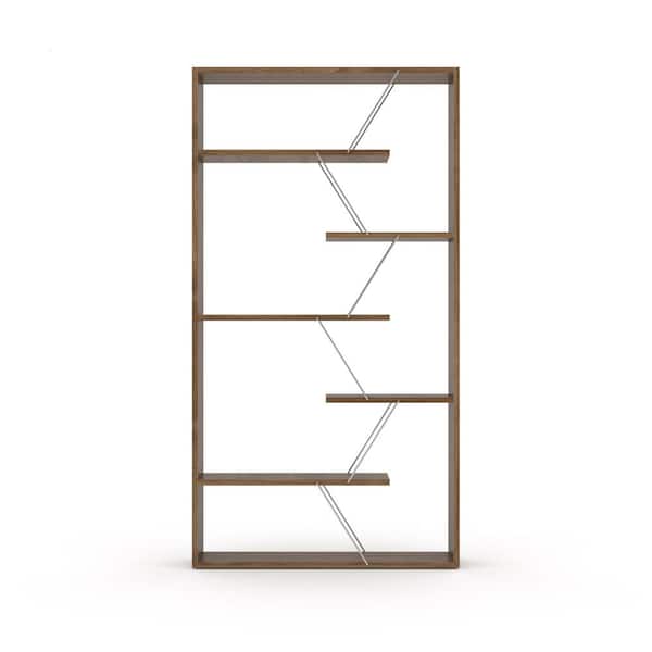 Unbranded 33 in. Wide Walnut/Chrome Bookcase