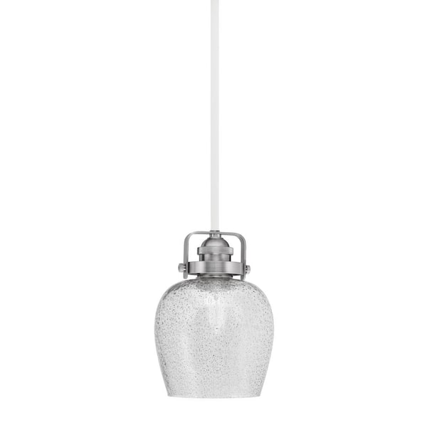 Unbranded Decatur 60-Watt 1-Light White & Nickel Light mini Pendant with 6 in. Smoke Bubble Glass Shade, no bulb included