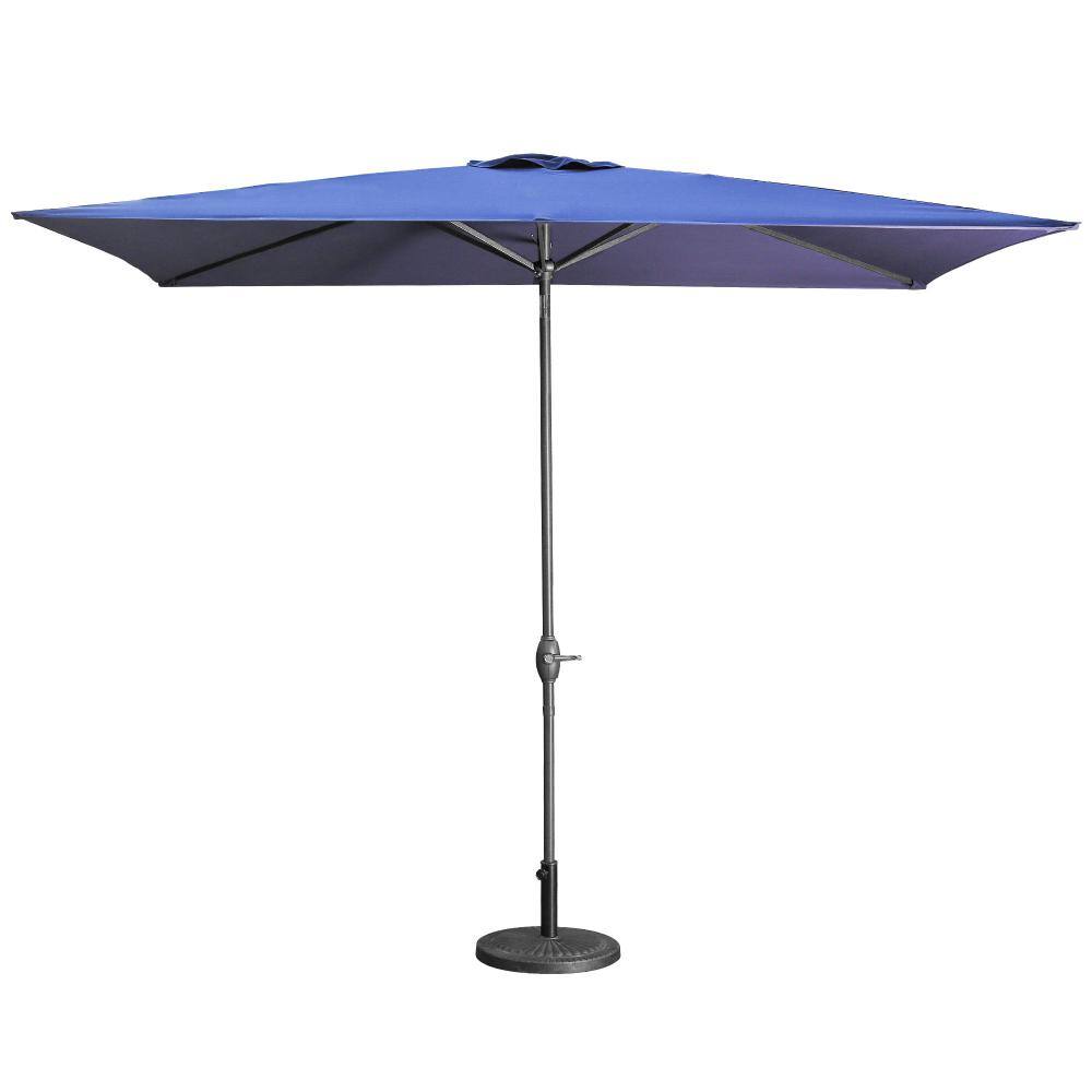 10 ft. Aluminum Pole Rectangular Market Patio Umbrella in Blue