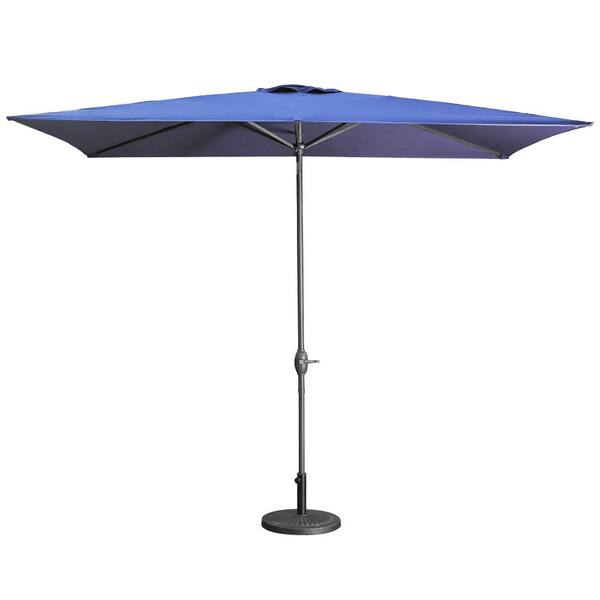 10 ft. Aluminum Pole Rectangular Market Patio Umbrella in Blue HG-69 ...