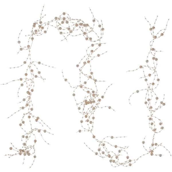 Metallic Rose Gold Beaded Christmas Garland - Unlit - 5 ft.