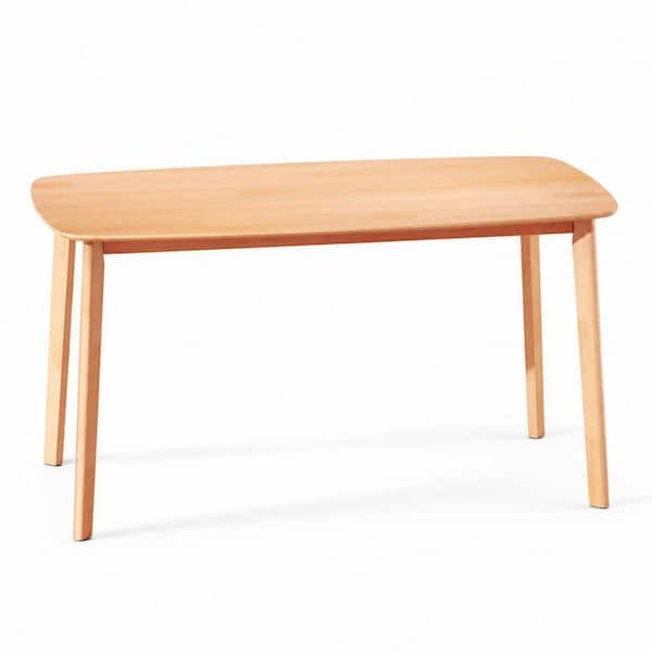 Mid-Century Modern Natural Wood 47.2 in. 4 Legs Rectangular Dining Table, Seats 4