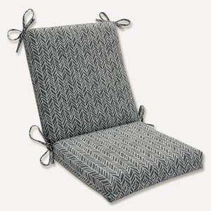 Herringbone 18 in. W x 3 in. H Deep Seat, 1-Piece Chair Cushion and Square Corners in Grey/Ivory Herringbone