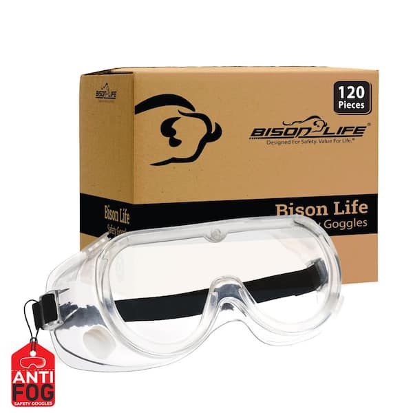 Clear Chemical Splash Resistant 4-Vent Safety Goggles, Anti-Fog and Anti-Scratch, Fit Over Glasses (120-Pack)