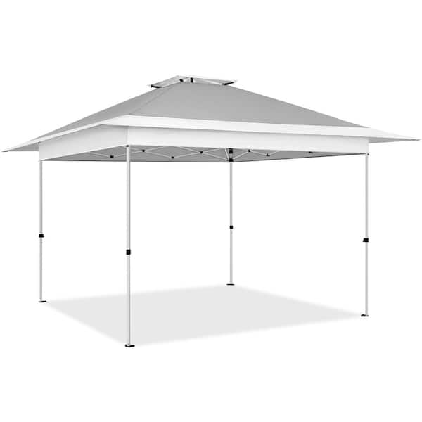 Yaheetech 13 ft. × 13 ft. Pop-up Canopy with Rolling Storage Bag Light Gray/White