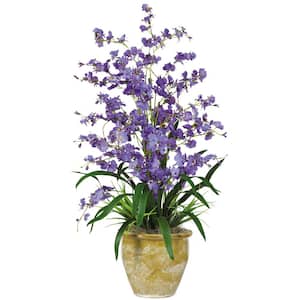 32 in. Artificial Triple Dancing Lady Silk Flower Arrangement in Purple