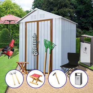 White 6 ft. W x 4 ft. D Apex Roof Outdoor Storage Metal Shed with Double Doors (24 Sq. ft.)
