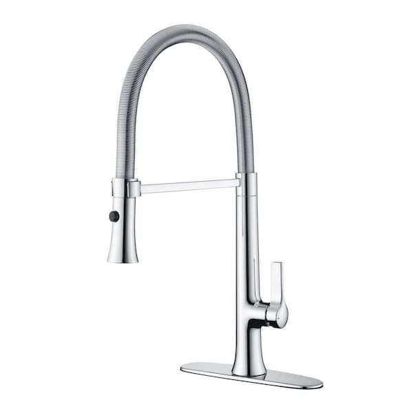 Ultra Faucets Nita Spring Spout Single-Handle Pull-Down Sprayer Kitchen Faucet w/Accessories Rust and Spot Resist in Polished Chrome