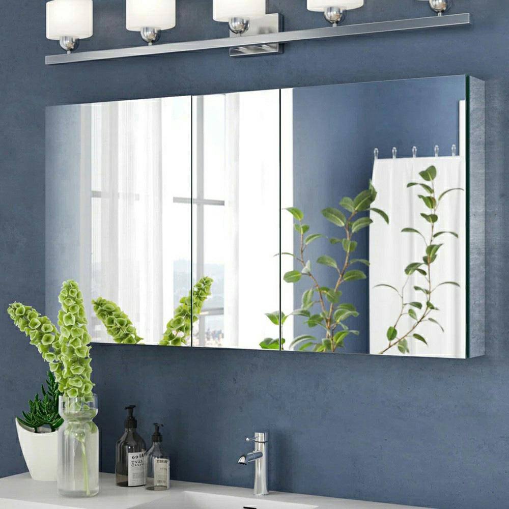 Senza 49" Wide Frameless Mirrored Bathroom Medicine Cabinet