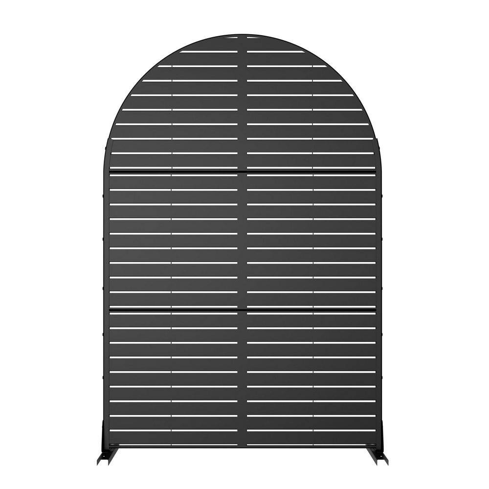 72 in. x 47 in. Outdoor Galvanized Metal Arch Decorative Garden Fence in Louvered Pattern in Black price history on PriceWatchPro