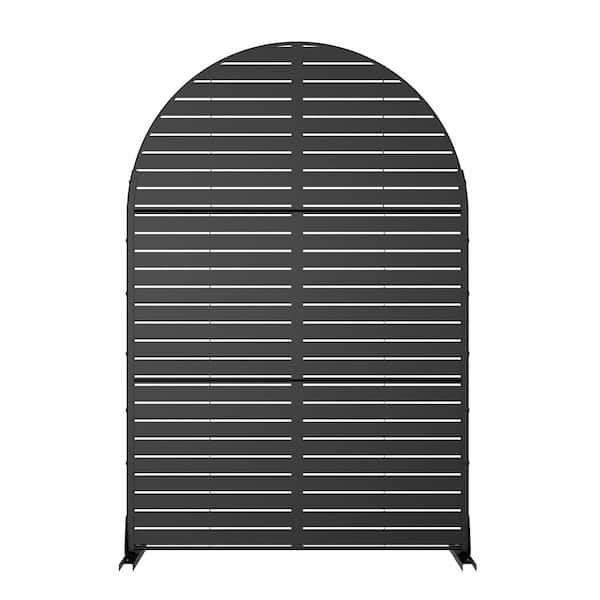 PexFix 72 in. x 47 in. Arch Outdoor Galvanized Metal Privacy Screen Garden Fence in Louvered Pattern in Black