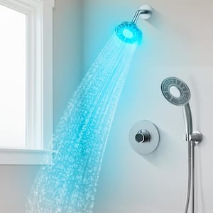LED Display 1-Handle 2-Spray Shower Faucet in Brushed Nickel (Valve Included)