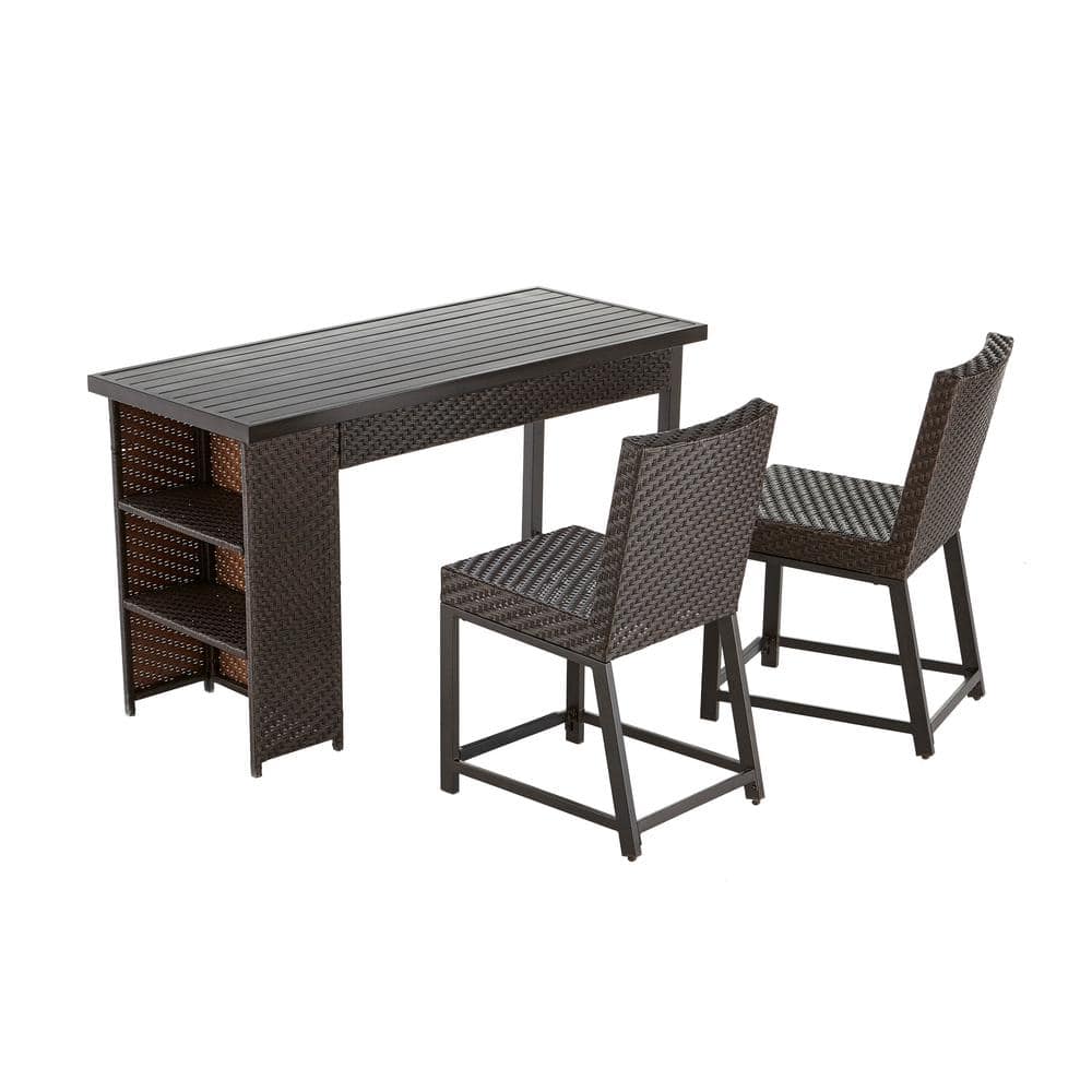 Hampton Bay 31.8 in. H Rehoboth 3-Piece Wicker Outdoor Balcony Height