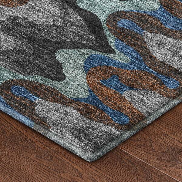 Mayfield Premium Machine Washable Abstract AMF2481 Black 9 ft. x 12 ft. Area Rug