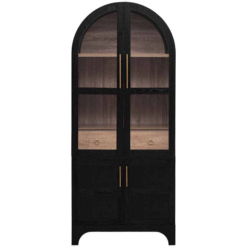 30 in. W x 16 in. D x 71 in. H Linen Cabinet,Arched Kitchen Pantry Cabinet with Adjustable Shelve, Hidden Drawer, Black price history on PriceWatchPro