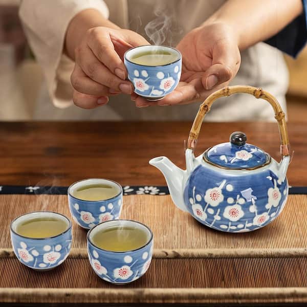 ベヨネッタ ティーセット LAIFUCAM Cookware Set 5-Piece White Ceramic Floral Tea Set with