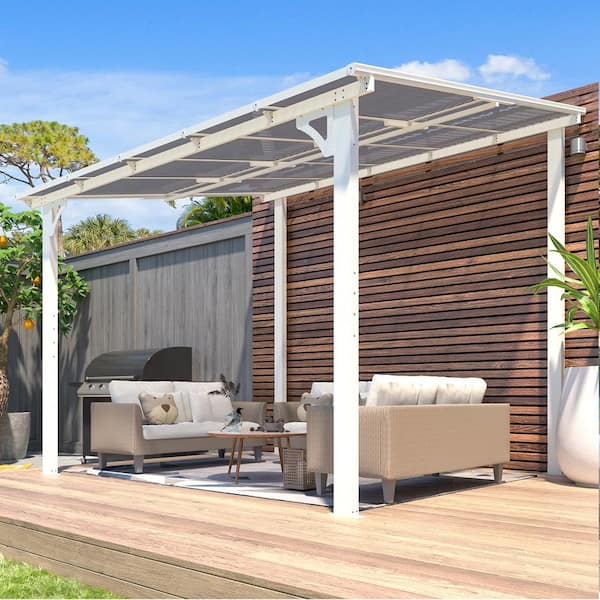 10 ft. x 8 ft. White Aluminum Patio Cover