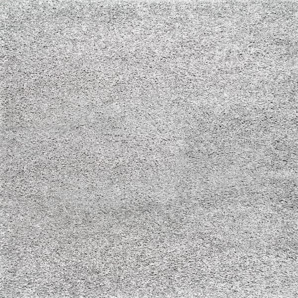 Marleen Plush Shag Silver 8 ft. Contemporary Square Rug