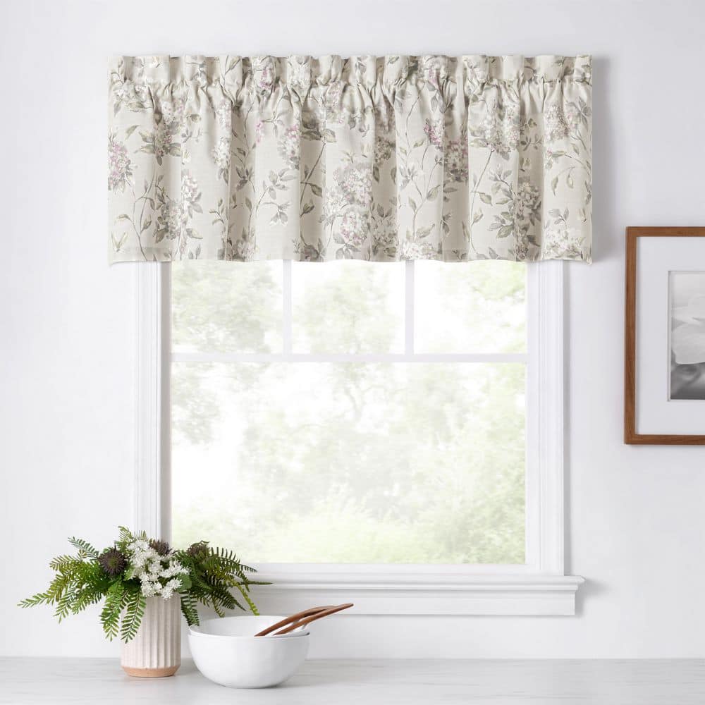 Lilac Floral Cotton Blend Room Darkening Valance 80 x 15