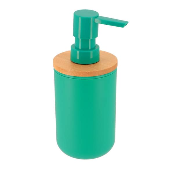 Padang Freestanding Soap and Lotion Pump Dispenser with Bamboo Top 10 FL oz. Green Caribbean