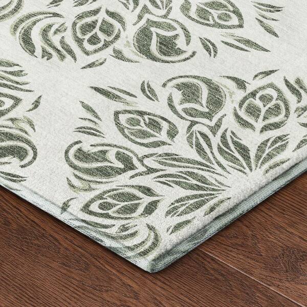 Mayfield Premium Machine Washable Abstract AMF2456 Basil 2 ft. x 3 ft. Accent Rug