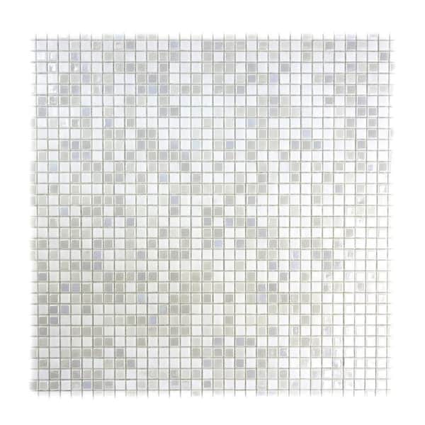Iridescent White Square 12 in. x 12 in. Full Body Glass Wall Pool Floor Mosaic Tile (18 sq.ft./Case)