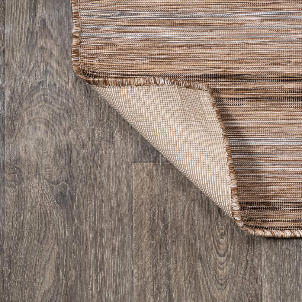 Mid-Century Jute-Brown Stripe Flat-Weave 5'x8' Synthetic Rug