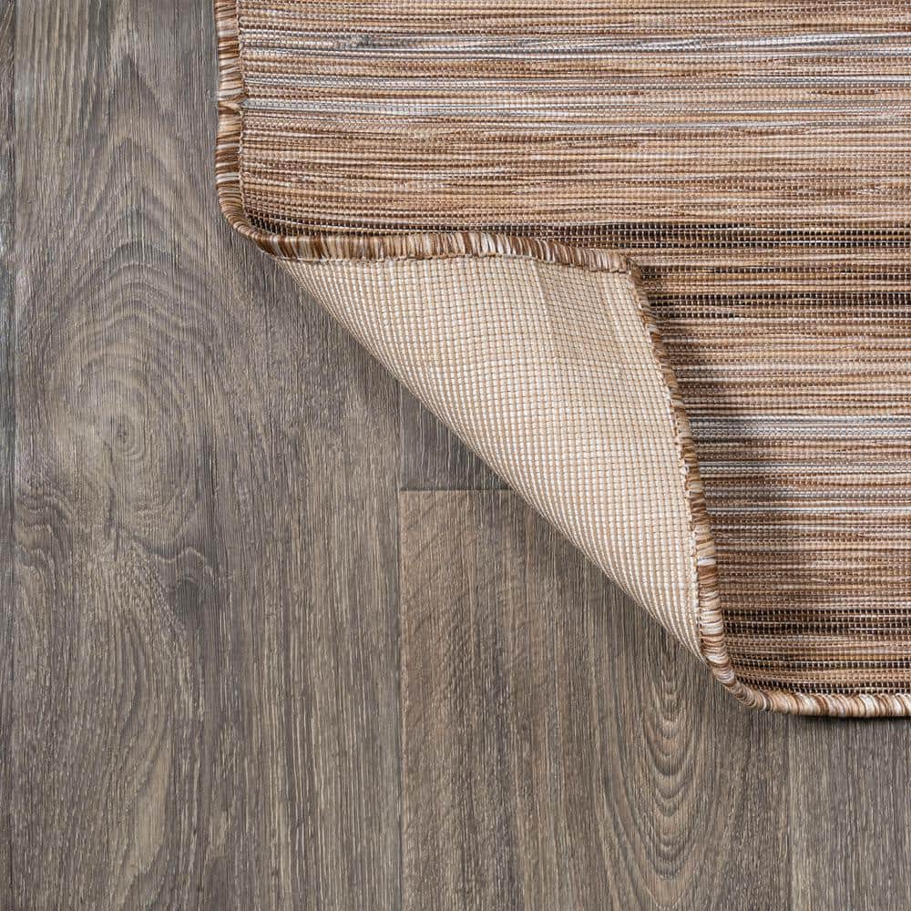 Coastal Charm Brown/Natural Stripe Synthetic 8' x 10' Rug