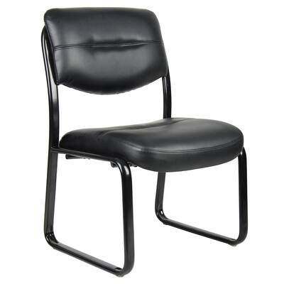23 in. Width Standard Black Faux Leather Guest Office Chair