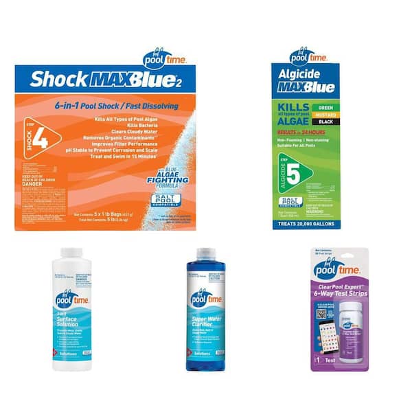 Above Ground Pool Winterizing Kit Up to 15,000 Gal – Shock, Algaecide, Stain & Scale, Clarifier & Test Strips