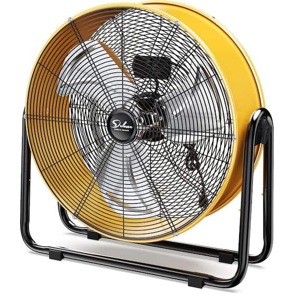 20 in. 3 Fan Speeds High Velocity Drum Fan in Yellow with 360° Adjustable Tilt, 6300CFM Industrial Fan, ETL listed