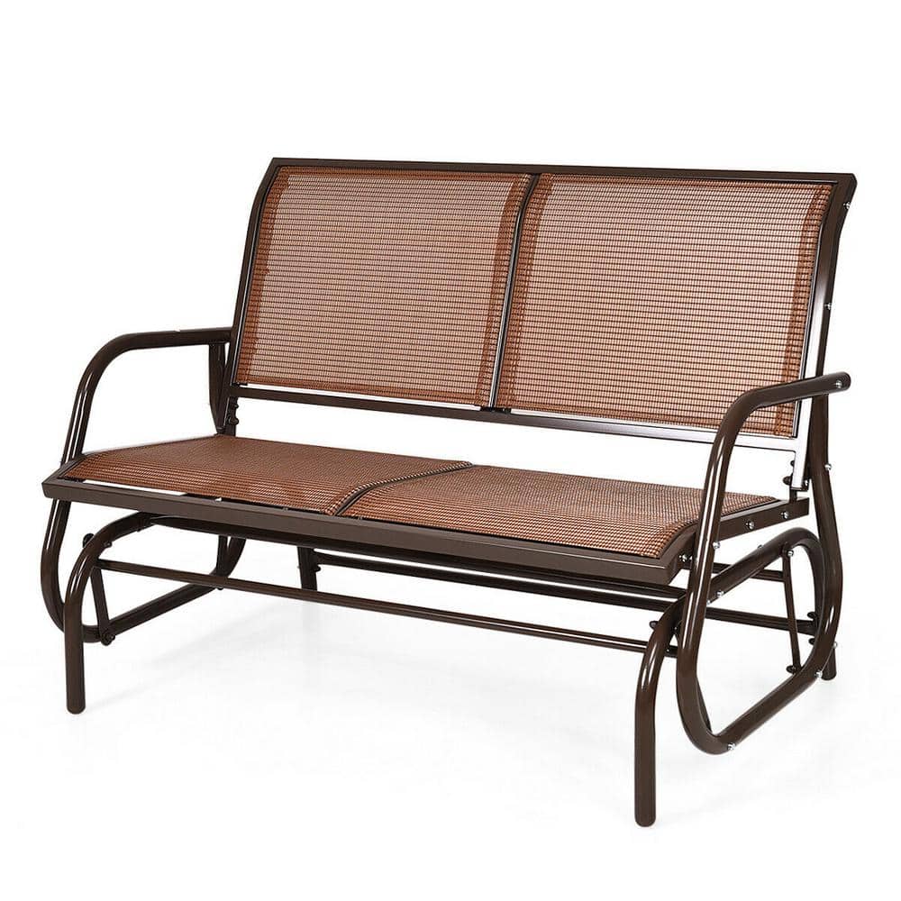 Rocking Steel Outdoor Lounge Chair in Brown