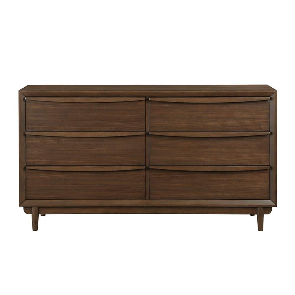 Caddel Walnut 6-Drawer 62 in. W Dresser