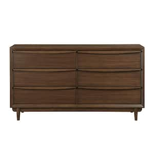 Caddel Walnut 6-Drawer 62 in. W Dresser